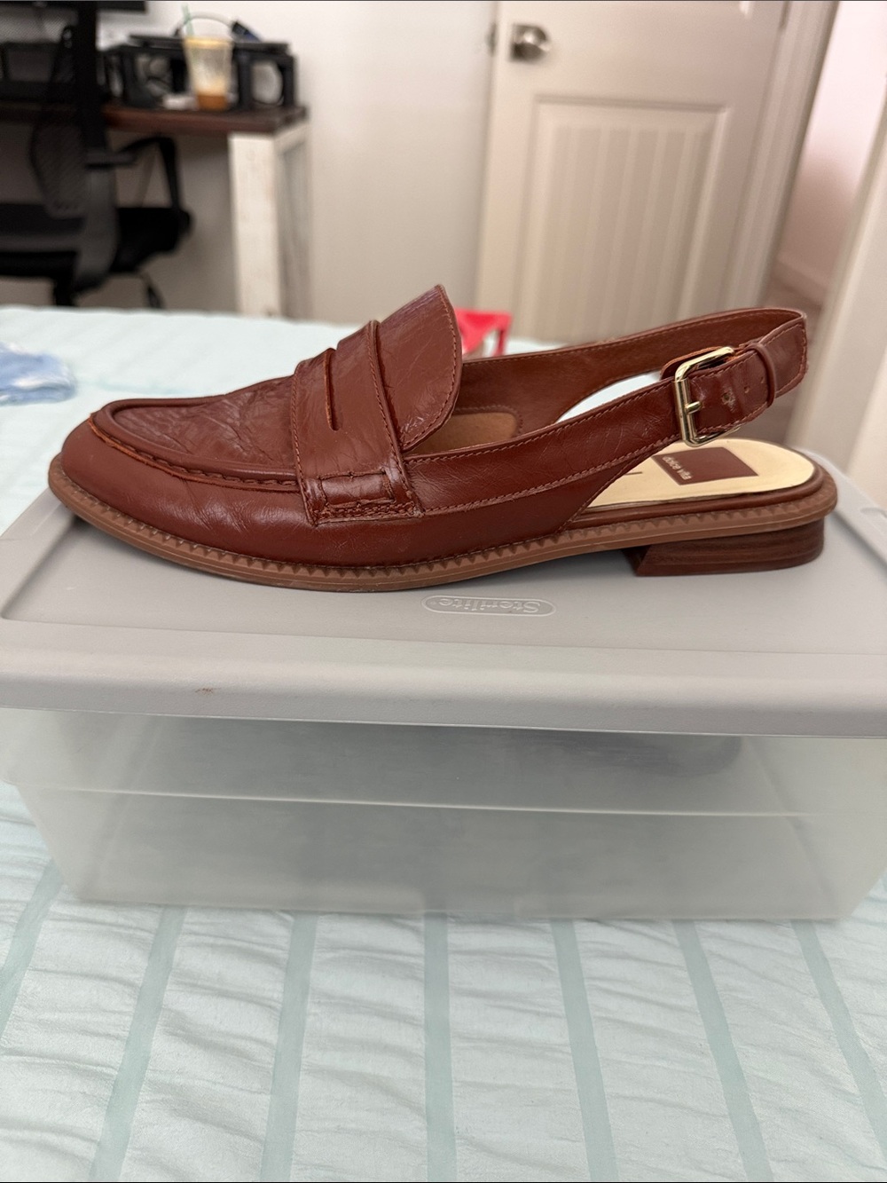 Dolce Vita Brown Leather Slingback Penny Loafer Mule